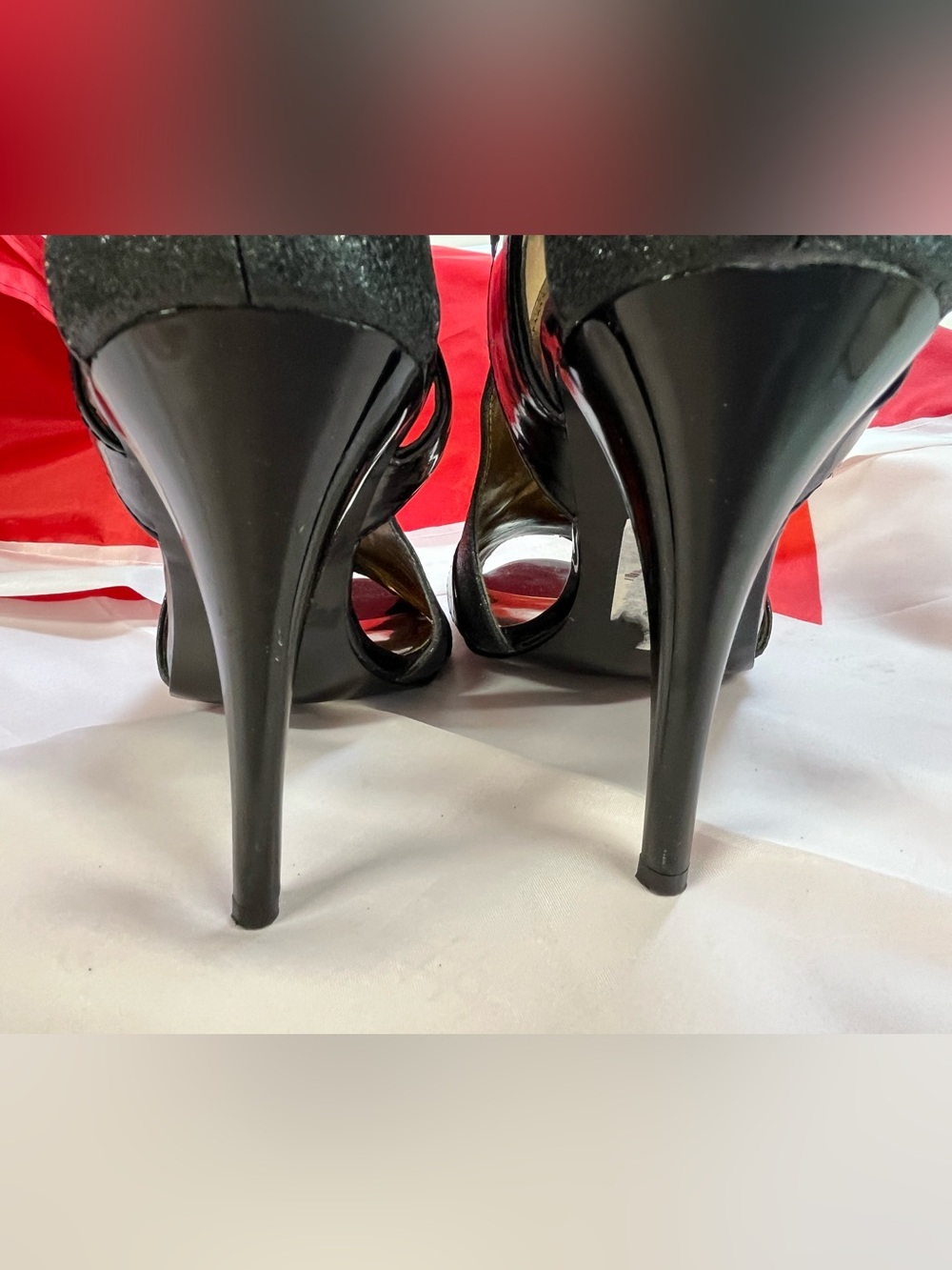 Guess Black Patent Stiletto Heel Sandals